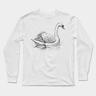 Swan Rough Design Long Sleeve T-Shirt